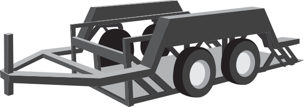 An open platform semi-trailer with two deck levels, with the lower deck ideal for hauling taller loads. Also known as Step Deck or Lowboy trailers.