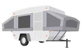 A lightweight unit with sides that collapse for towing and storage. The pop up, sometimes referred to as a folding camping trailer, combines the experience of open-air tent camping with the sleeping comforts, basic conveniences and weather protection found in other RVs.